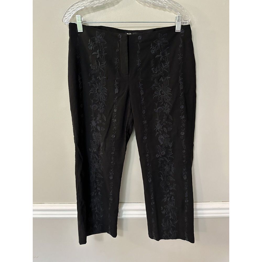Vintage Women's Inc Stretch Embroidered Black Pants Skinny Cropped Size 10P